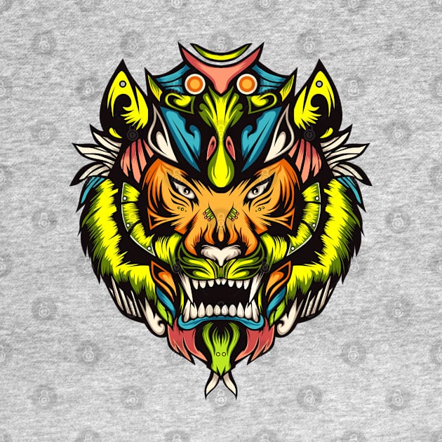 Tiger Colorful Head Illustration by Mako Design 